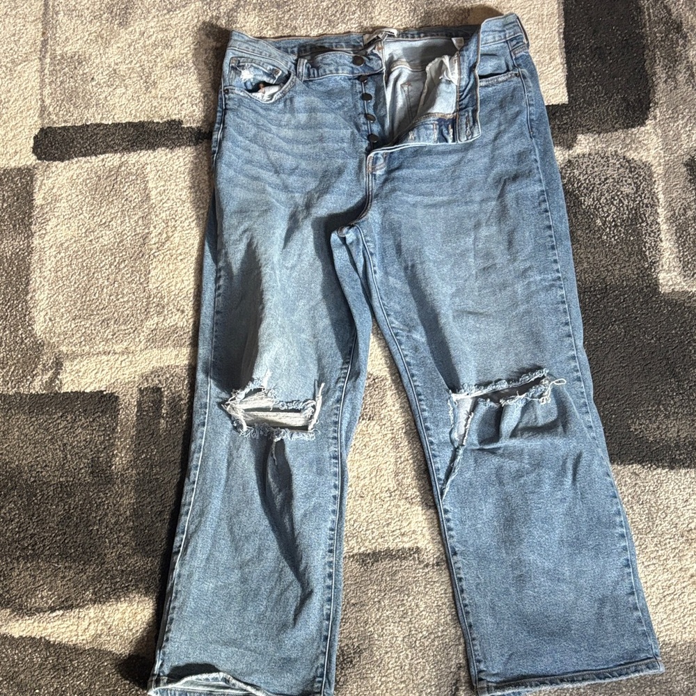 Fashion Nova Blue Distressed Boyfriend Jeans